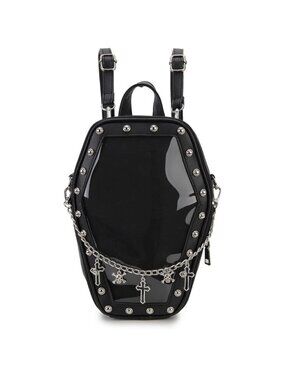 Gothic Coffin Shaped Purse for Women Halloween Shoulder Bag and Backpack